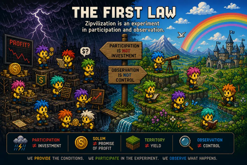 The First Law — participation and observation, not investment
